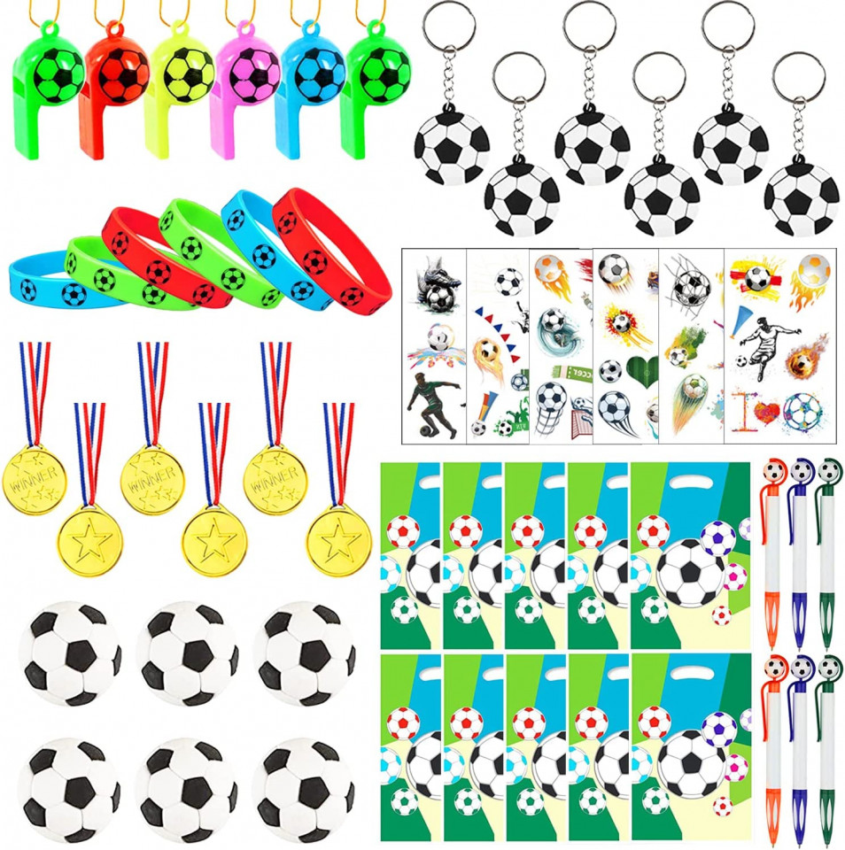 Set de accesorii pentru petrecere cu fotbal KKSJK, plastic/metal/textil, multicolor, 52 bucati Accesorii pret redus