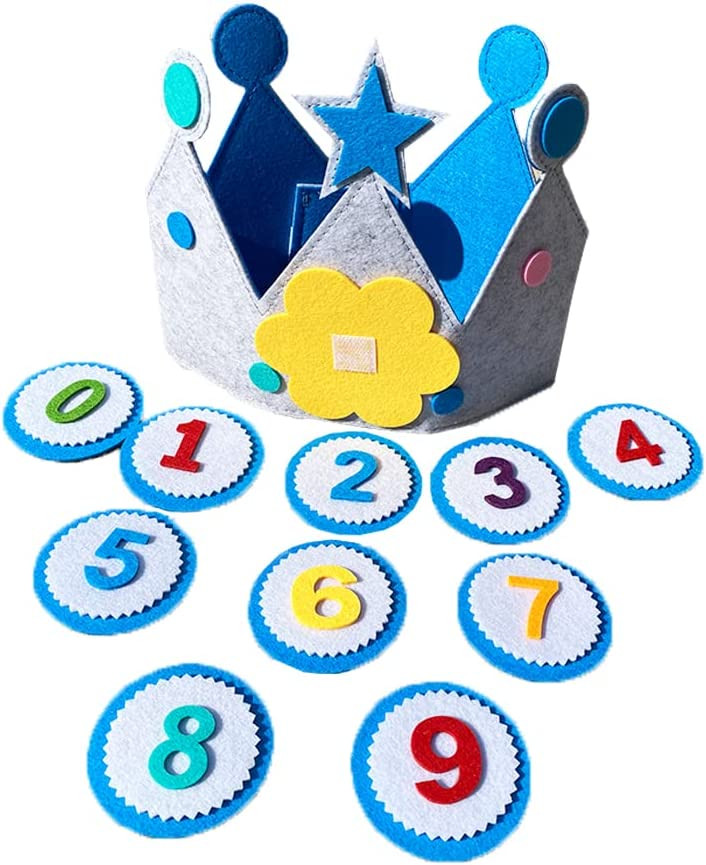 Set de coroana cu numere pentru aniversare copii Bayge, pasla, multicolor, 20 x 25 cm