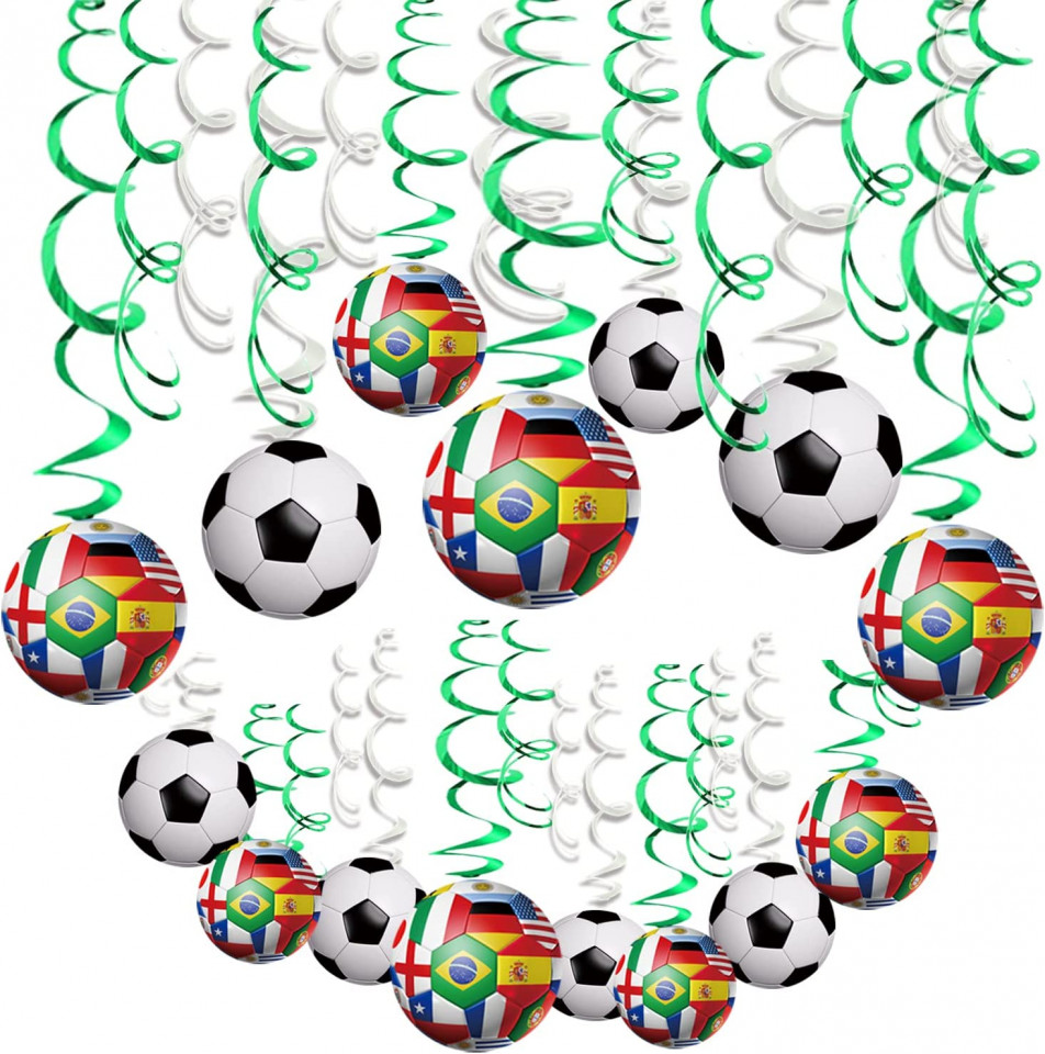 Set de petrecere cu tematica fotbal AIYANG, folie, multicolor, 30 piese