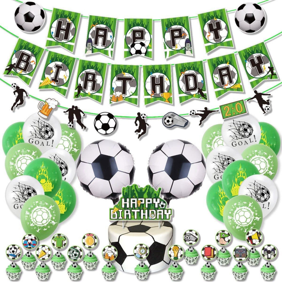 Set de petrecere cu tematica fotbal TENCOW, multicolor, latex/hartie/folie,40 piese