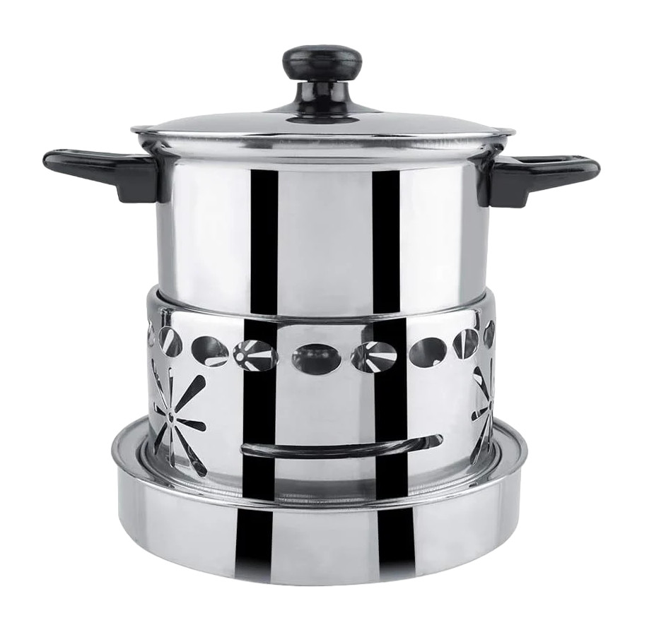Set fondue Ftory, otel inoxidabil, argintiu/negru, 23 x 23 cm