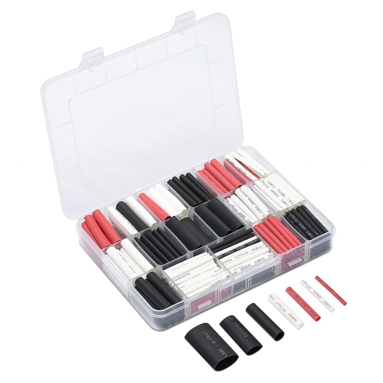 Set tuburi termocontractabile GanKe, raport de contractie 3:1 cu perete dublu adeziv - impermeabil, rosu/alb/negru, 7 dimensiuni, 303 bucati