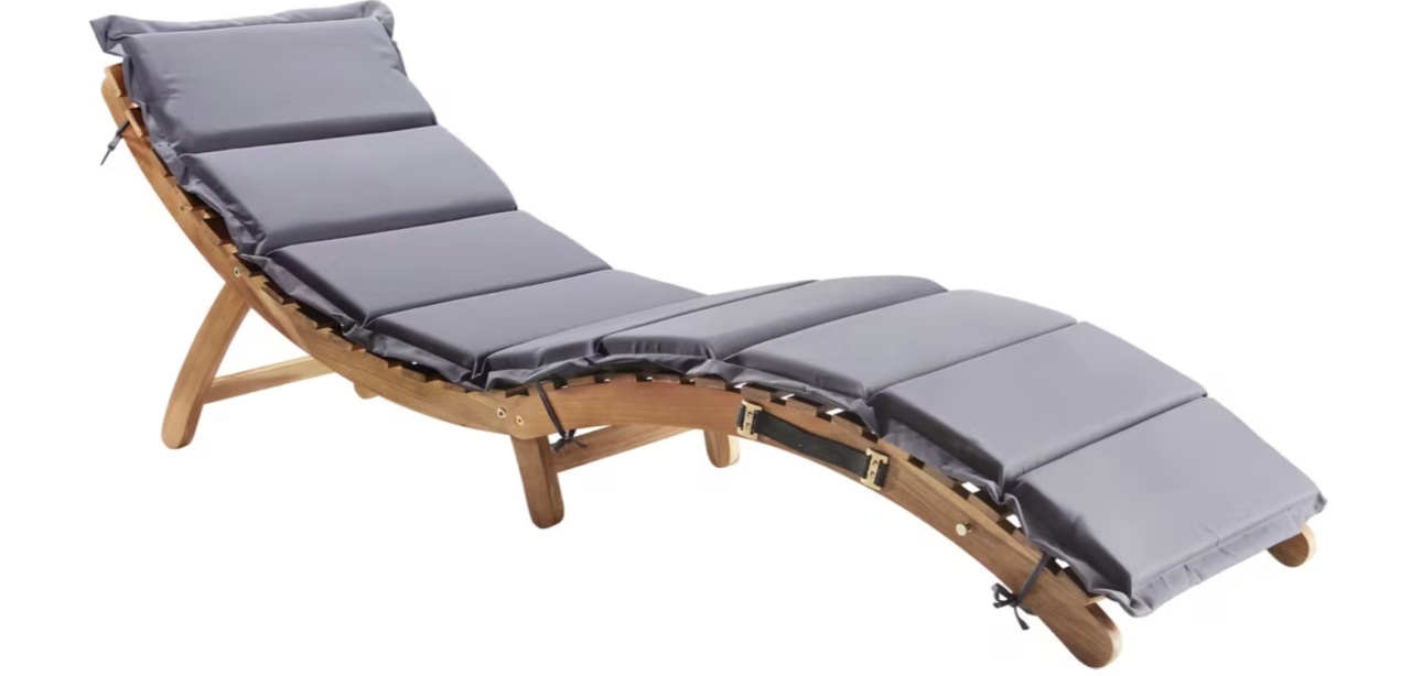Șezlong de grădină Ambia Garden , culoare salcâm, gri închis, 168/55/54 cm