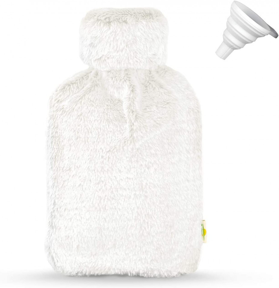 Sticla de apa calda BetterDay®, cauciuc/textil, alb, 2 L accesorii imagine 2022
