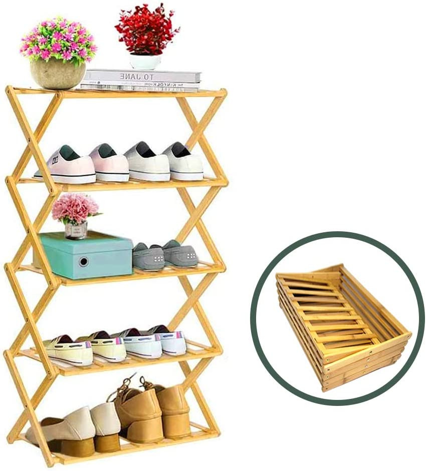 Suport de pantofi cu 5 nivele Rayuda, lemn, natur, 89 x 49 x 25 cm Comode, dulapuri & cuiere 2023-09-25