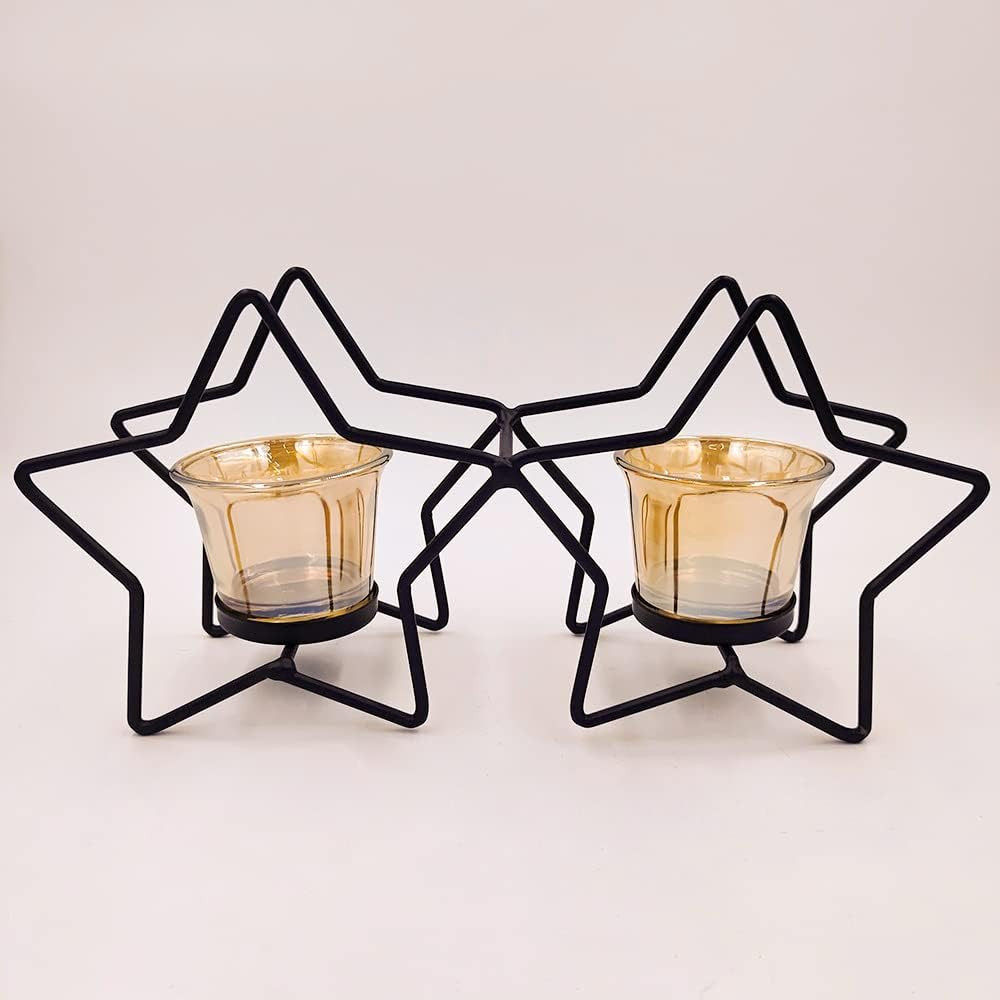 Suport pentru lumanari Hosoncovy, metal, negru, 24 x 12 x 6 cm