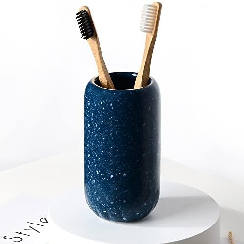 Suport pentru periute de dinti BosilunLife, ceramica, albastru, 7 x 12,5 cm