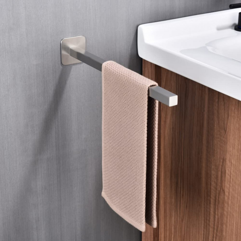 Poze Suport pentru prosoape HomeHeng, otel inoxidabil, argintiu, 6,5 x 6,5 x 40 cm