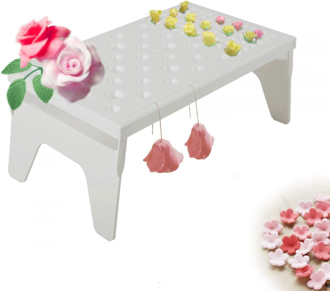 Suport pliabil pentru uscare flori CHENGZI, plastic, alb, 27 x 16 x 12 cm