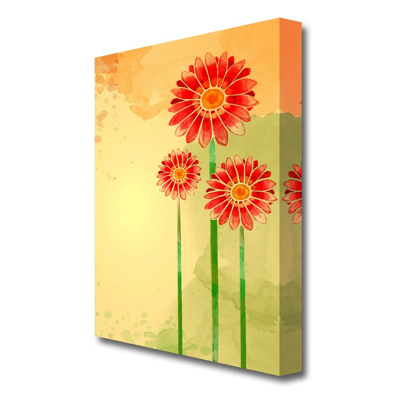 Tablou canvas ‘Trio of Daisies Flowers’ 101.6 cm Inaltime x 66 cm Latime de la chilipirul-zilei imagine noua