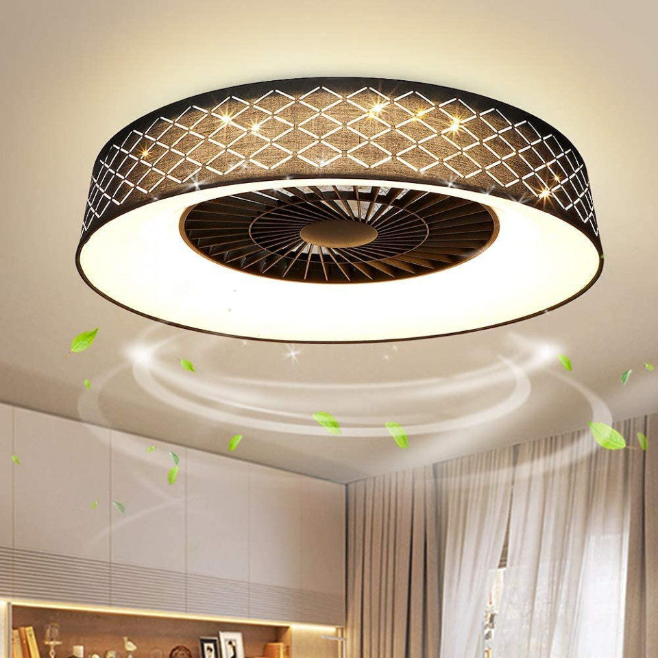 Ventilator de tavan cu iluminare Depuley, LED, 3 viteze, alb/negru, 47 x 20 cm Accesorii