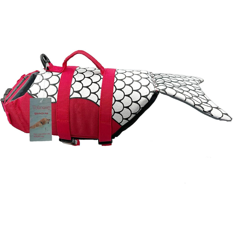 Vesta de salvare reflectorizanta pentru caini Vohoney, nailon, rosu, marimea L 39,5 x 34 x 6,6 cm