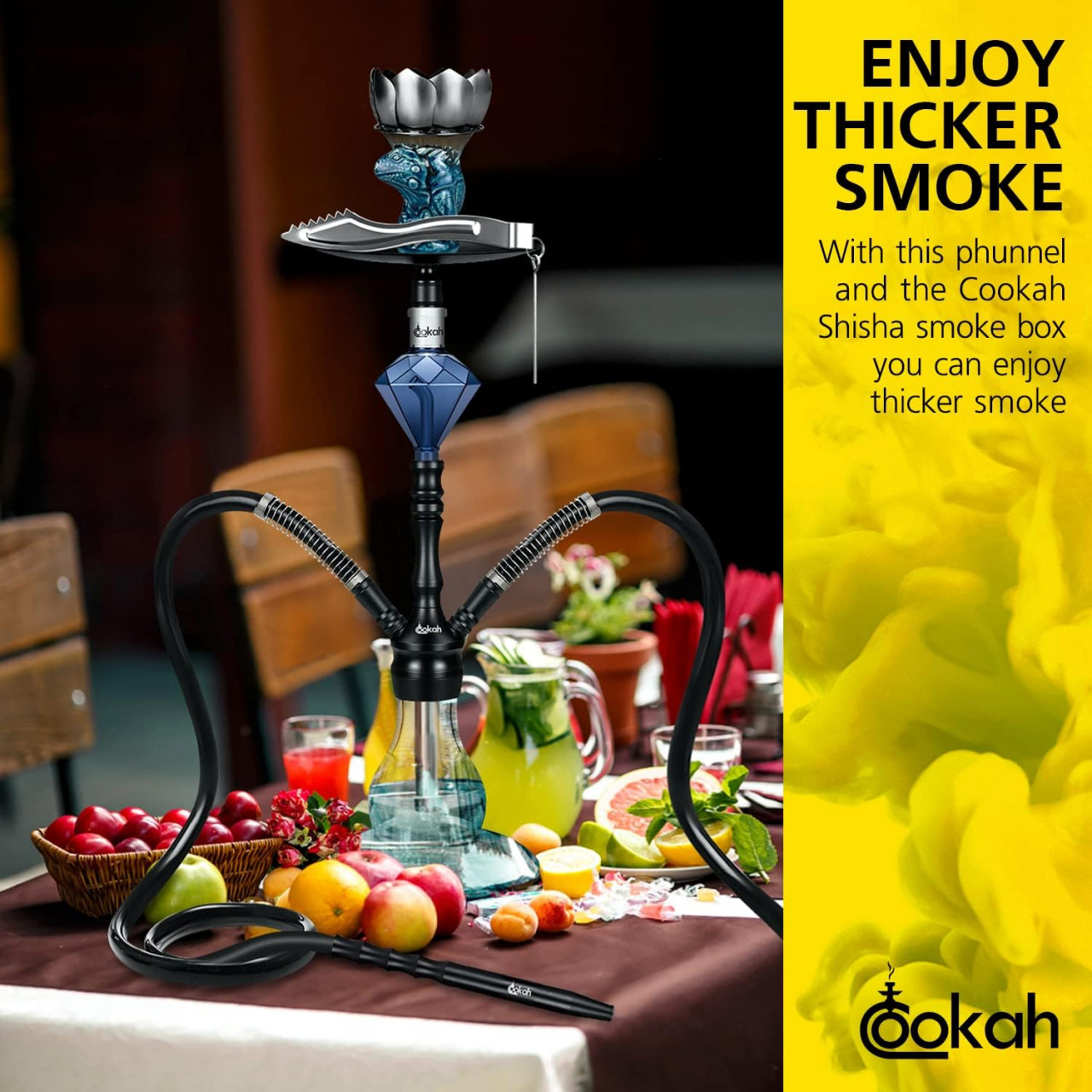 Poze Accesoriu pentru narghilea Cookah, argila, albastru/argintiu, 11,8 x 9,2 cm