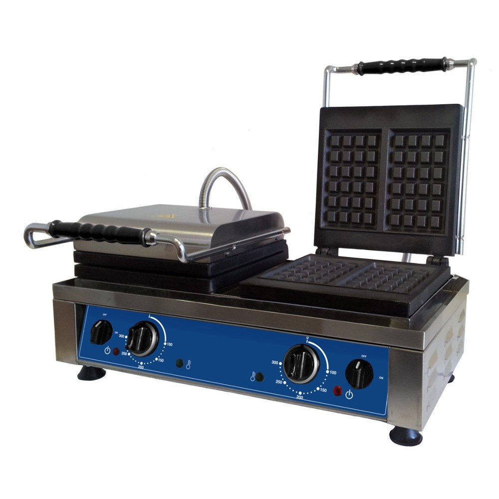 Aparat Copt Vafe Profesional 2 Zone Amitek PG57W, inox/ fonta, 2 x 2.2 kW, 580 x 320 x 300 mm, Resigilat