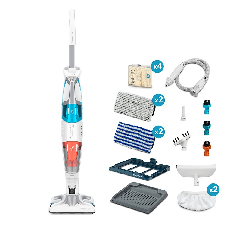 Aspirator vertical cu abur Rowenta Clean & Steam Multi RY8544WH, 1700 W, autonomie abur 30 min, reglaj abur eco/ max, accesoriu pentru ferestre,