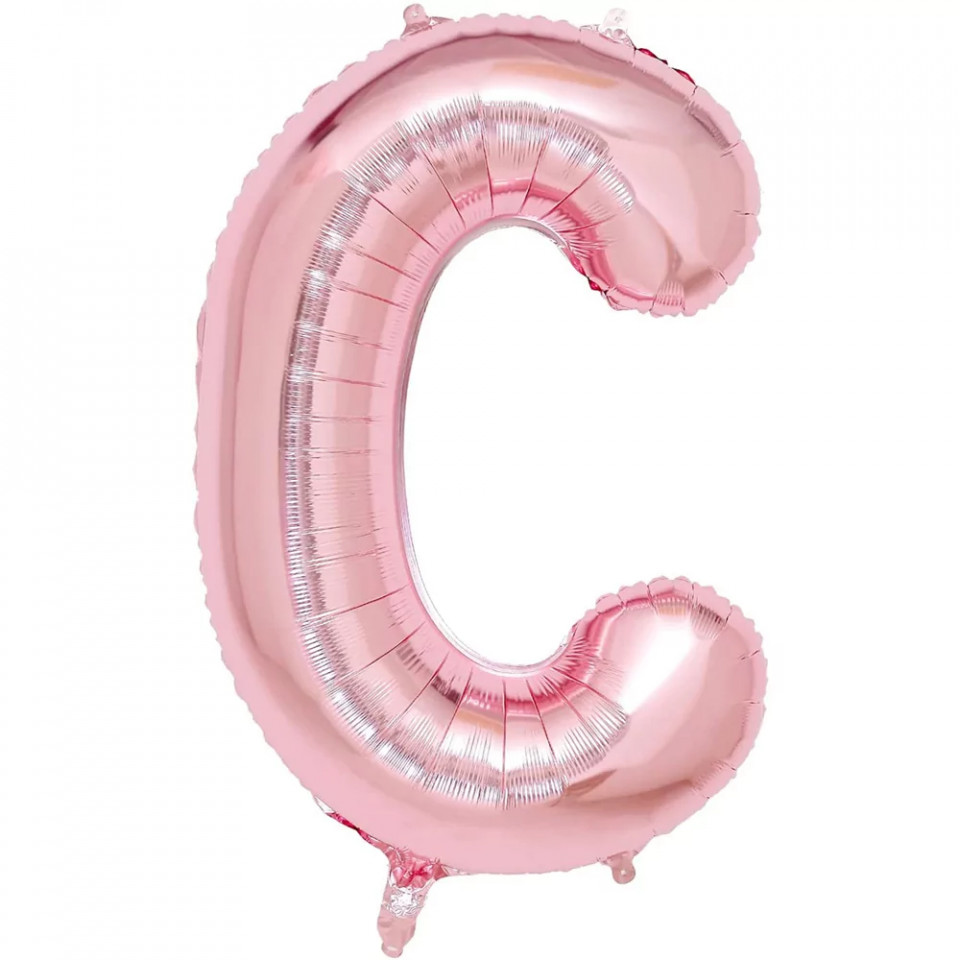 Balon aniversar Maxee, litera C, roz, 40 cm accesorii