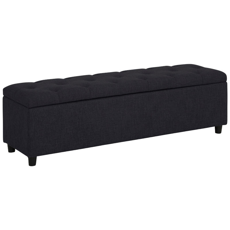 Banca cu spatiu de depozitare Home Affaire, MDF/poliester, negru, 140 x 40 x 41,5 cm