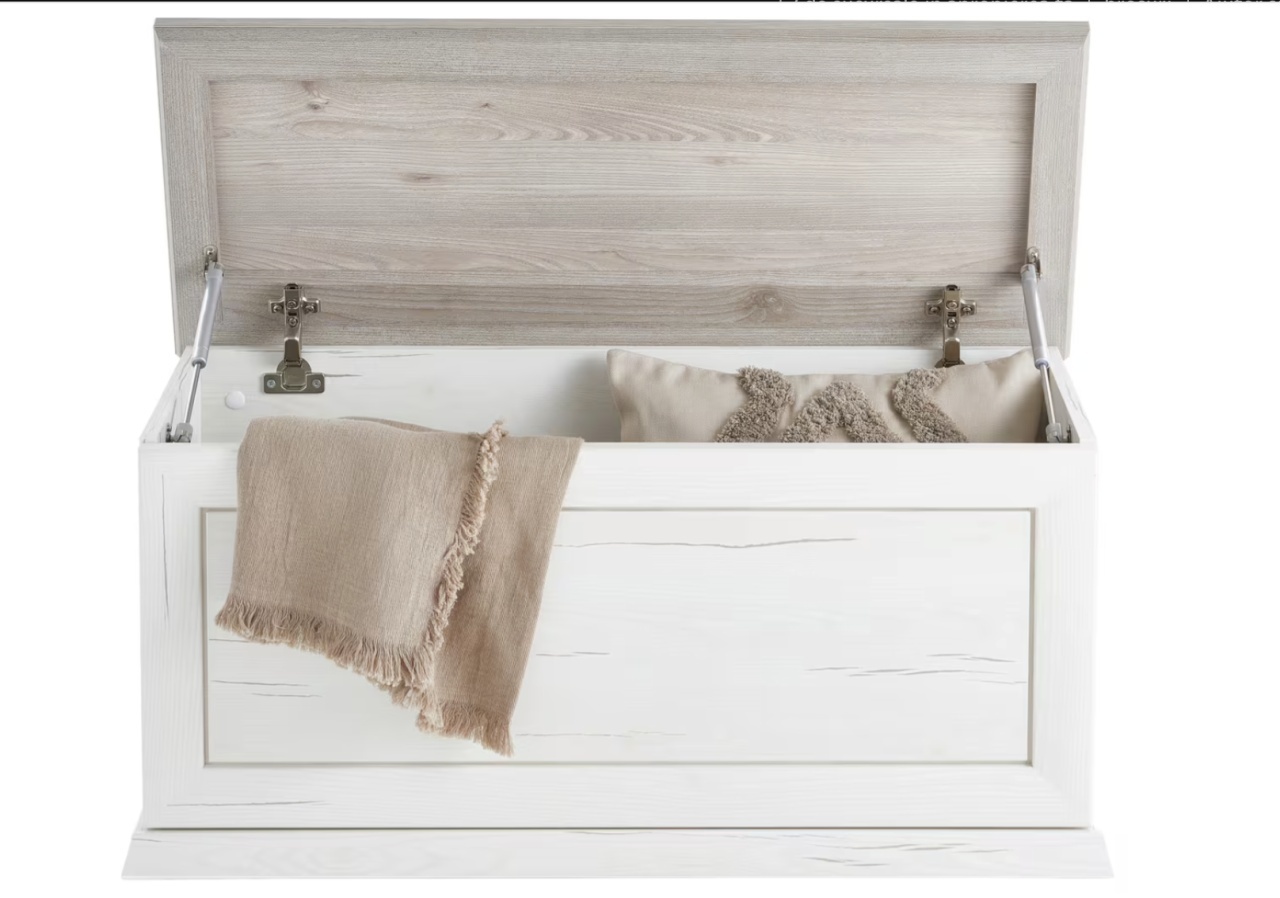 Bancuta cu spatiu depozitare, alb, 90/43/38 cm