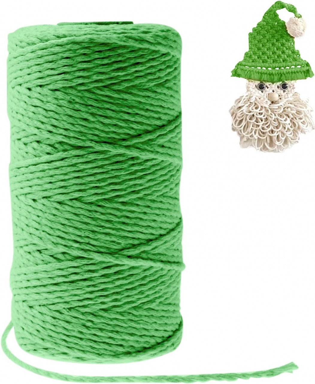 Bobina macrame Jaspond, bumbac, verde, 2 mm x 100 m