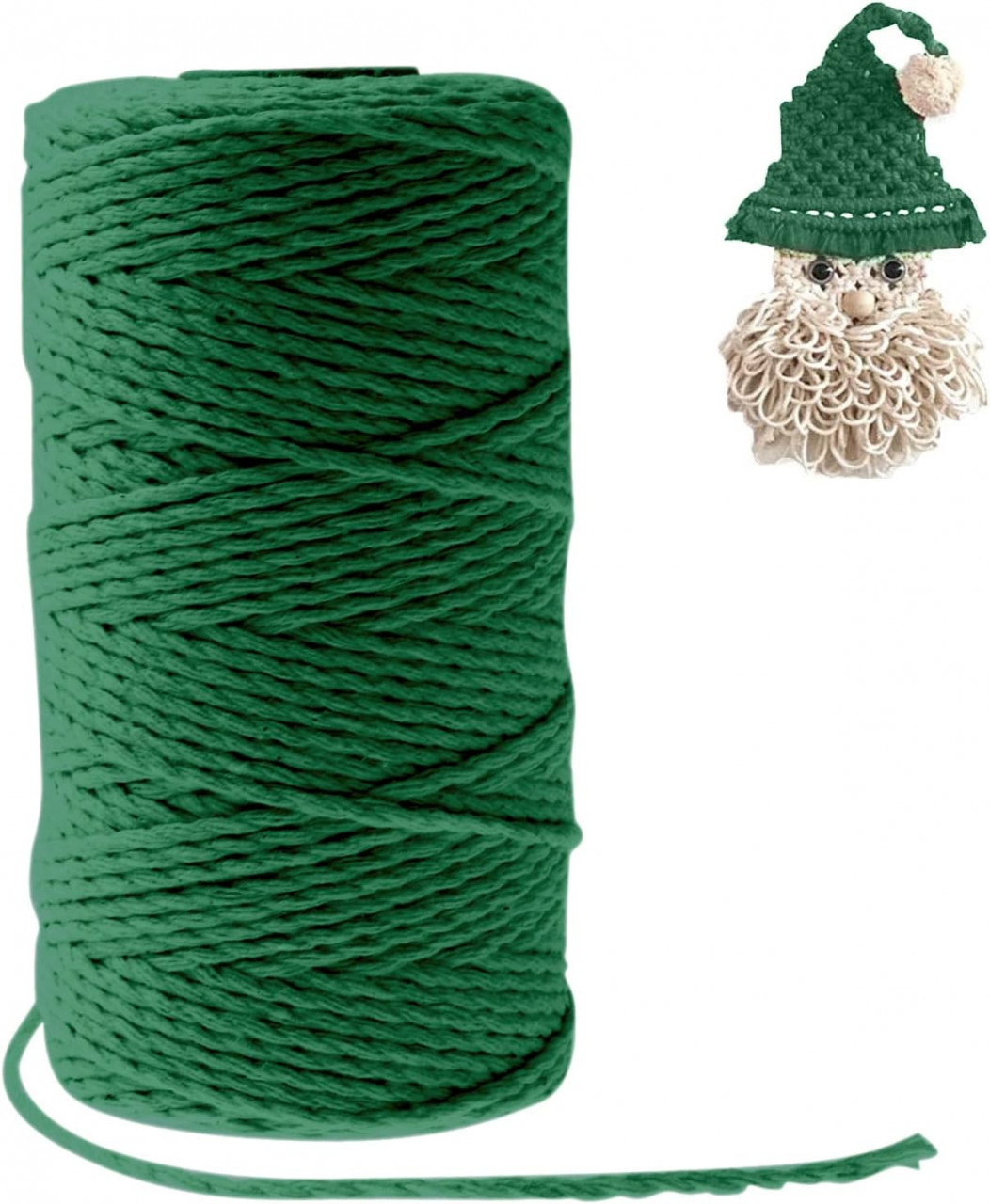Bobina macrame Jaspond, bumbac, verde inchis, 2 mm x 100 m