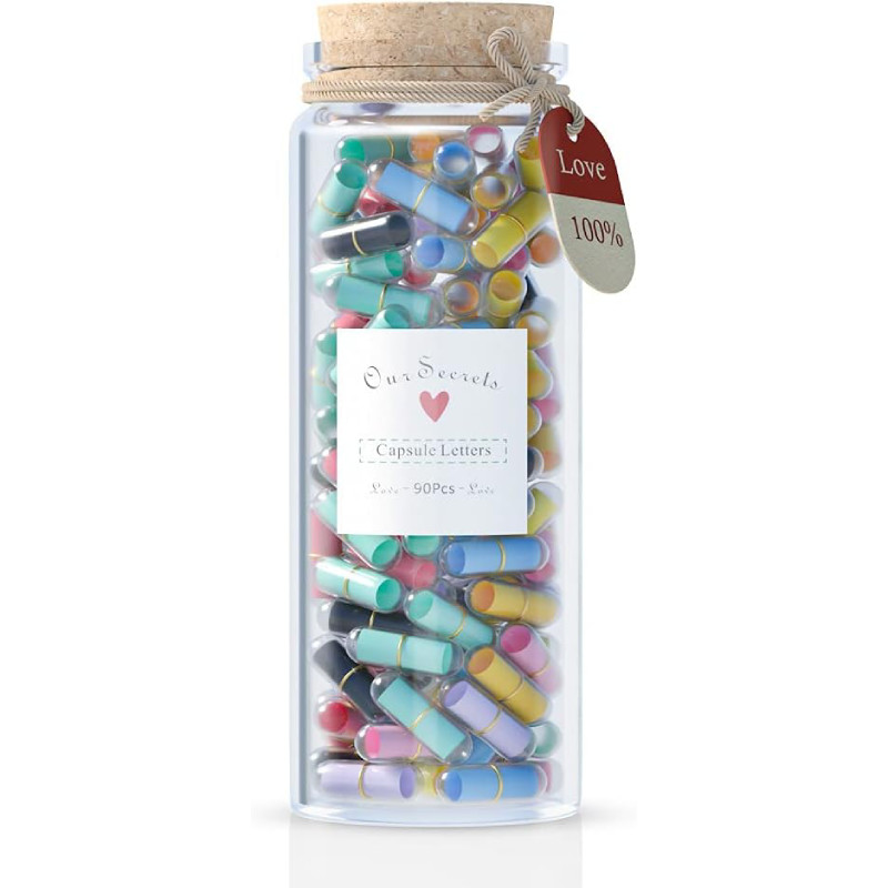 Borcan cu 90 de capsule cu mesaje de iubire Formemory, hartie/sticla, multicolor Accesorii pret redus