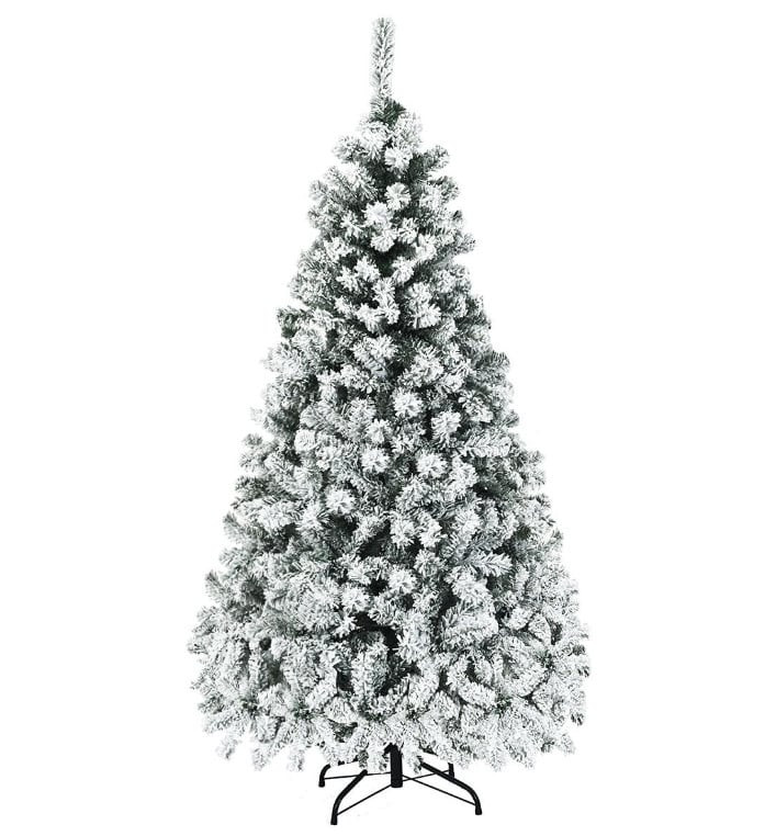 Brad artificial de Craciun The Seasonal Aisle, PVC/PE, verde inchis/alb, 124 x 270 cm
