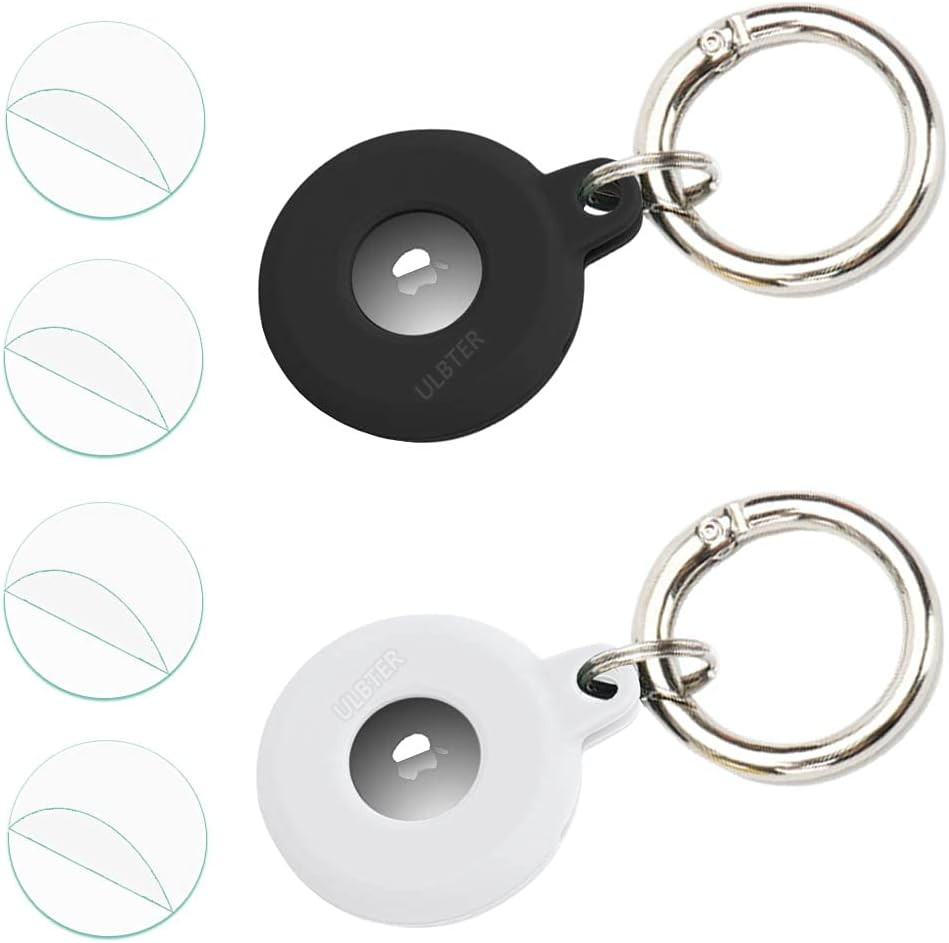 Carcasa pentru Apple Airtags ULBTER, silicon/metal, alb/negru