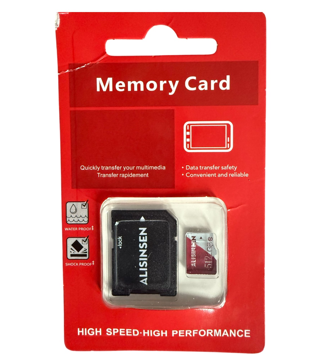 Card Micro SD cu adaptor Alisinsen, 512 GB, clasa 10