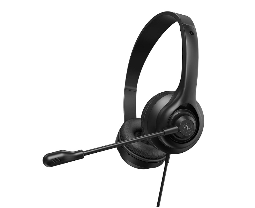 Casti cu microfon Office A+, 3.5' plug, cable 1.9m, black, Resigilat, Grad A