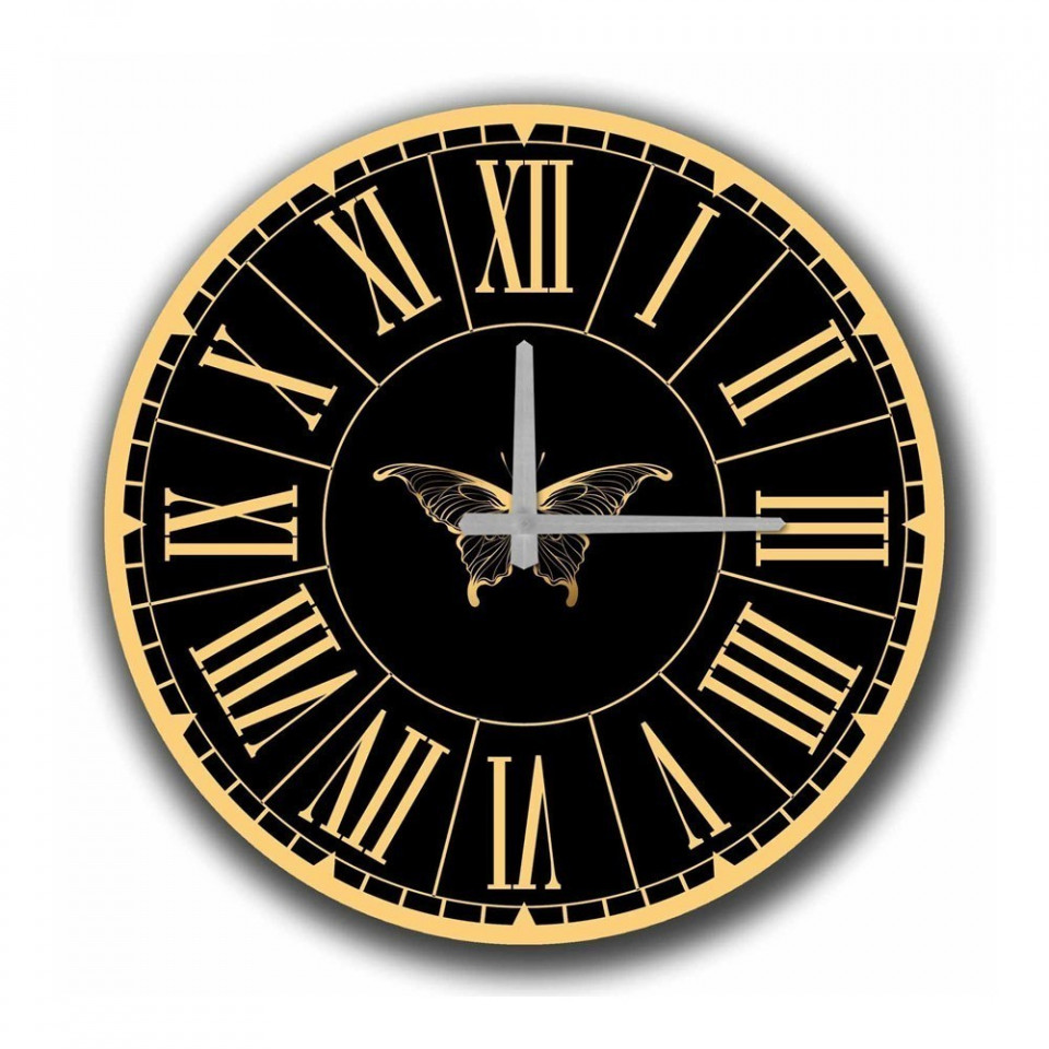Ceas de perete, MDF, negru/auriu, 50 cm Pret Redus chilipirul-zilei pret redus imagine 2022