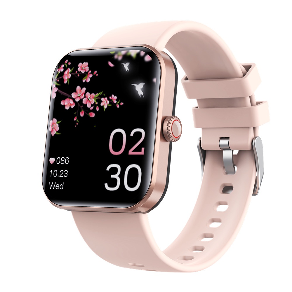 Ceas Smartwatch roz, compatibil iOS/Android, Bluetooth 5.0, Asistent vocal AI, Monitorizare somn/fitness/ritm cardiac/calorii/respiratie/stil de