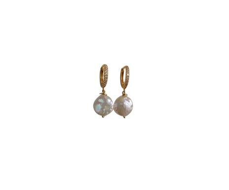 Cercei Pearls&Zircons, argintiu/auriu