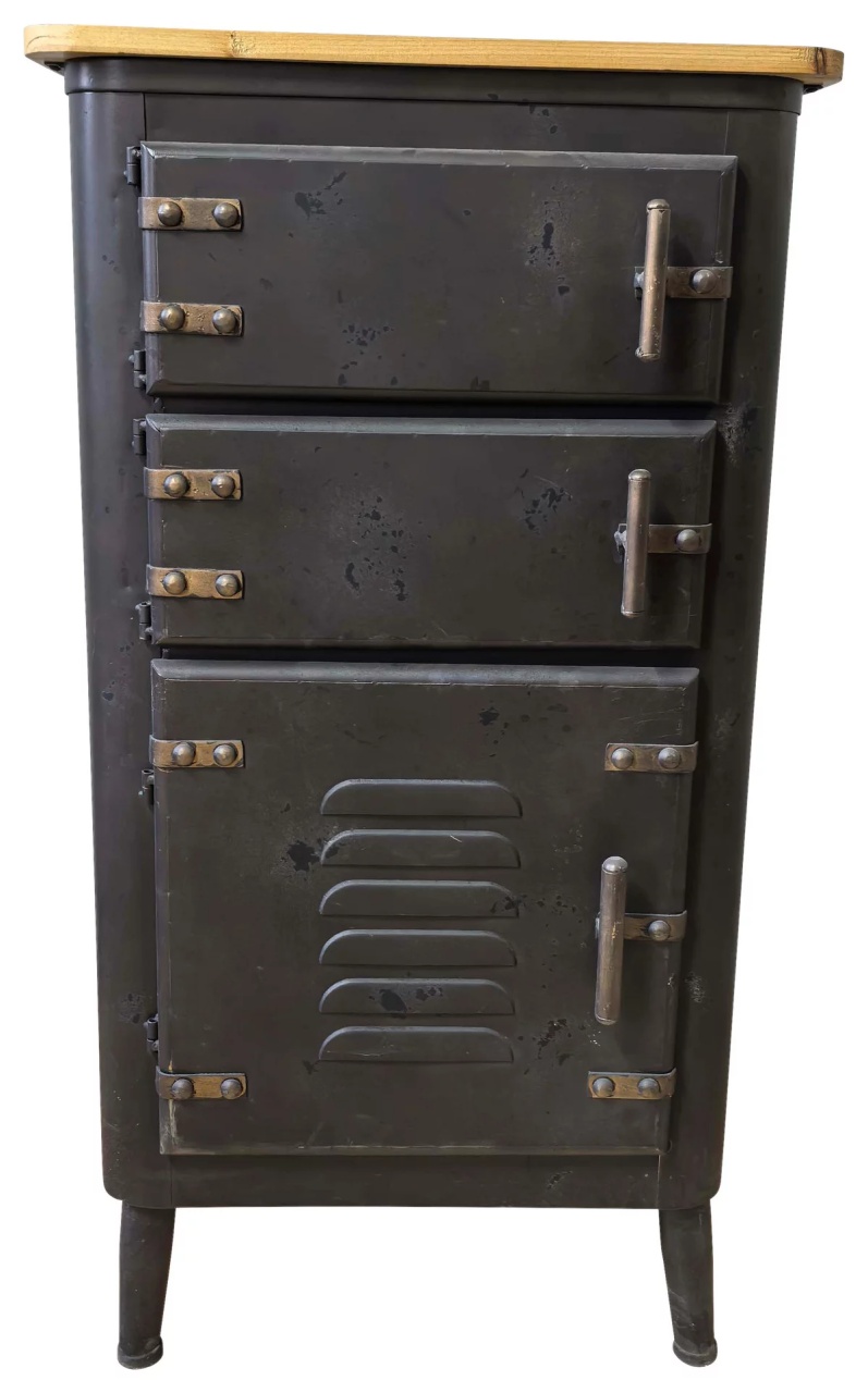 Comodă retro maro/aurie din metal, 49/90,5/37 cm