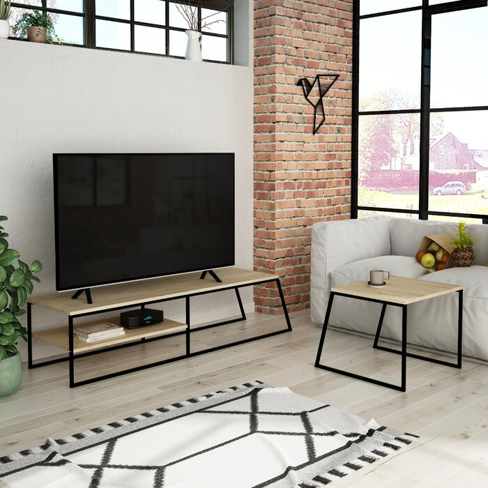 Comoda TV cu masuta de cafea Chantalle, maro/negru, 163 x 38 x 45 cm