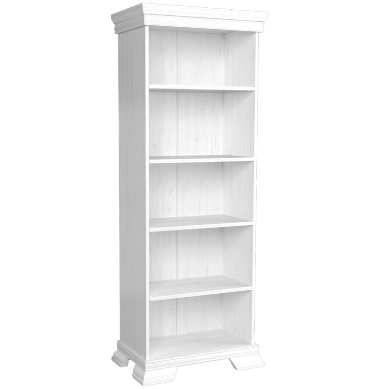 Corp biblioteca VMR1, 4 polite, Alb Antichizat, 68 x 40 x 193 cm
