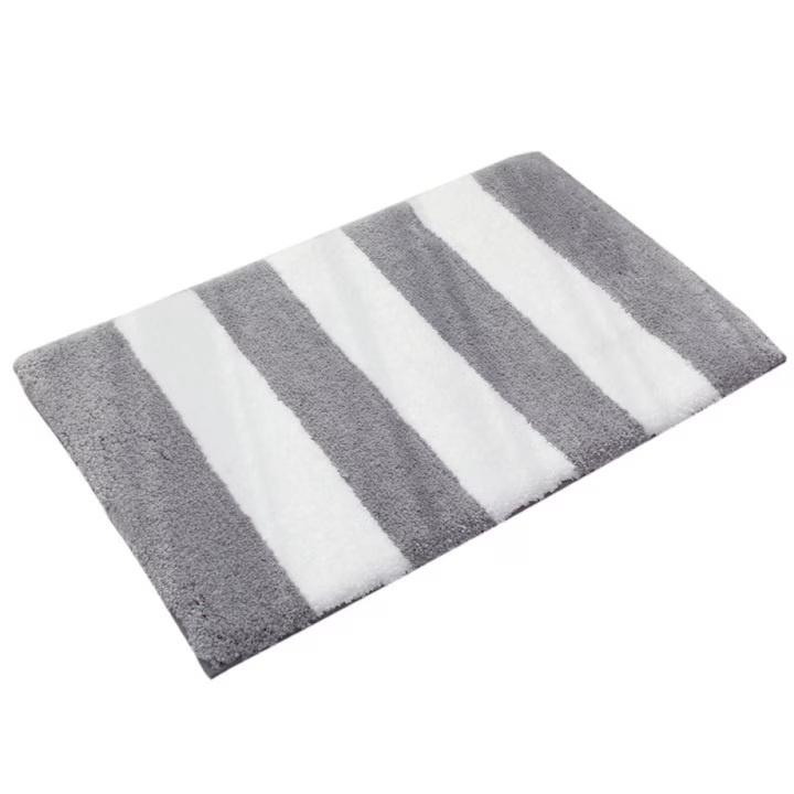Covoras de baie antiderapant Chakme, microfibra, alb/gri, 43 x 61 cm