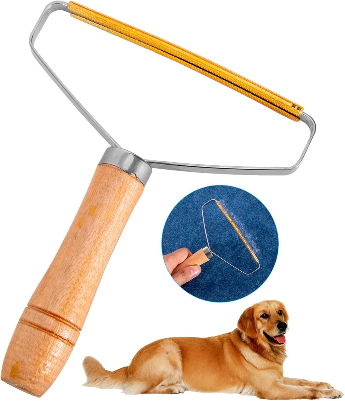Dispozitiv de indepartare a scamelor Frendour, lemn/metal, natur/argintiu/auriu