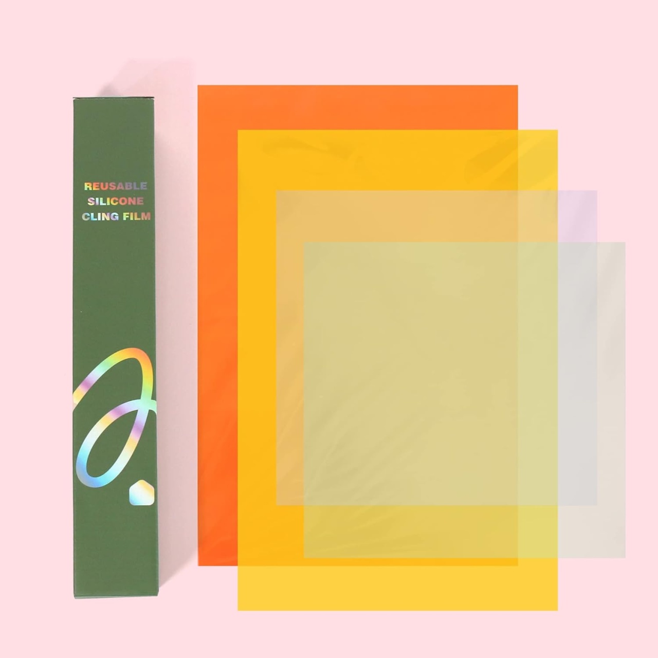Folie alimentară din silicon Amouhom, reutilizabilă, fără BPA, pentru alimente și cuptor, set 4 bucăți (30x30 cm & 45x30 cm)