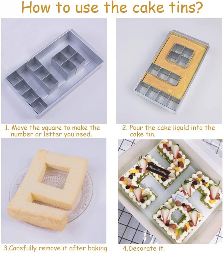 Poze Forme pentru prajituri AOBETAK, aluminiu, argintiu, 29,5 x 17,2 x 5,4 cm