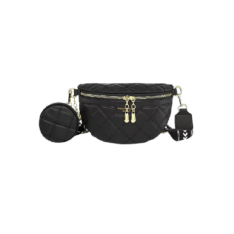 Geanta pentru dama Funtlend, piele PU/metal, negru/auriu