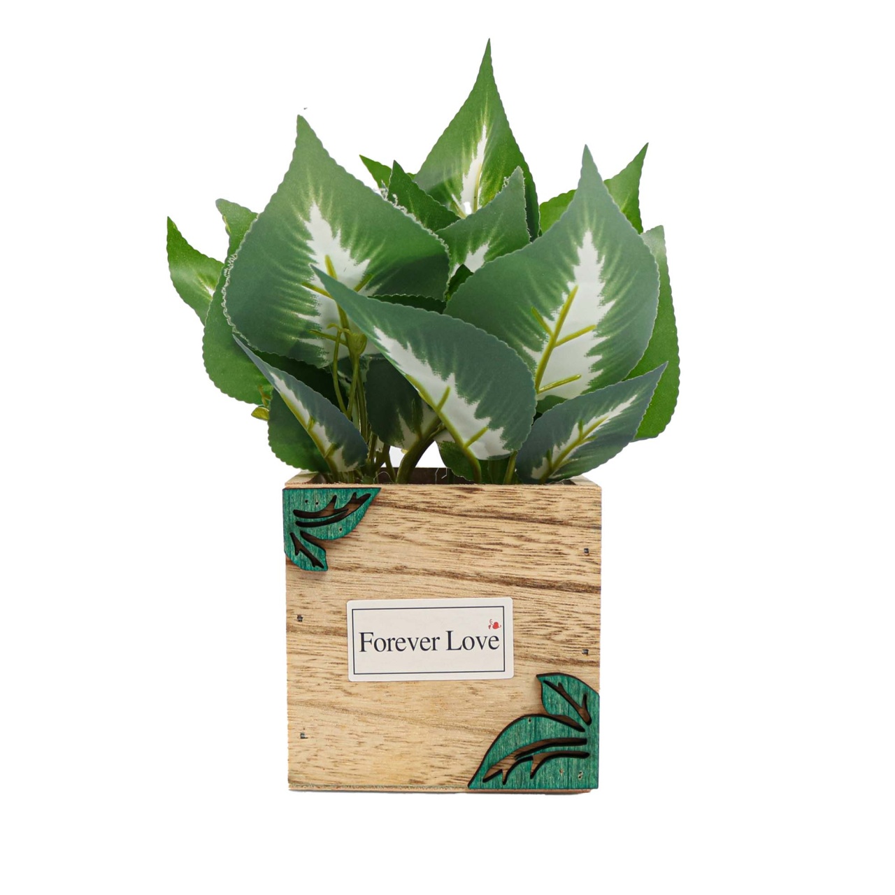 Ghiveci Lemn Cu Flori, Green, Plastic, 22Cm