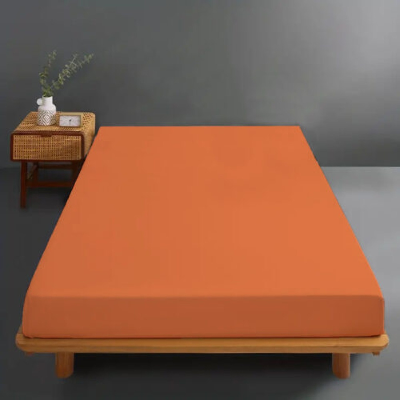 Husa de pat din bumbac 100%, tricot, portocaliu, 90x200 cm