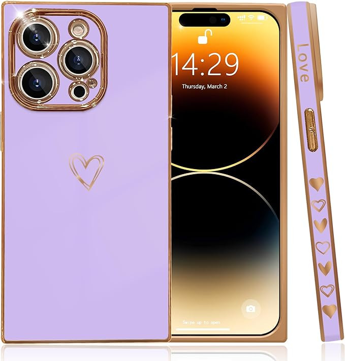 Husa de protectie compatibila cu iPhone 14 Pro HZLFCZL, poliuretan termoplastic, lila, 6,1 inchi