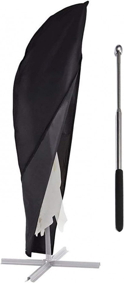 Husa de protectie parasolar cu tija Zizwe, negru, poliester, 280 x 30 x 81 x 46 cm