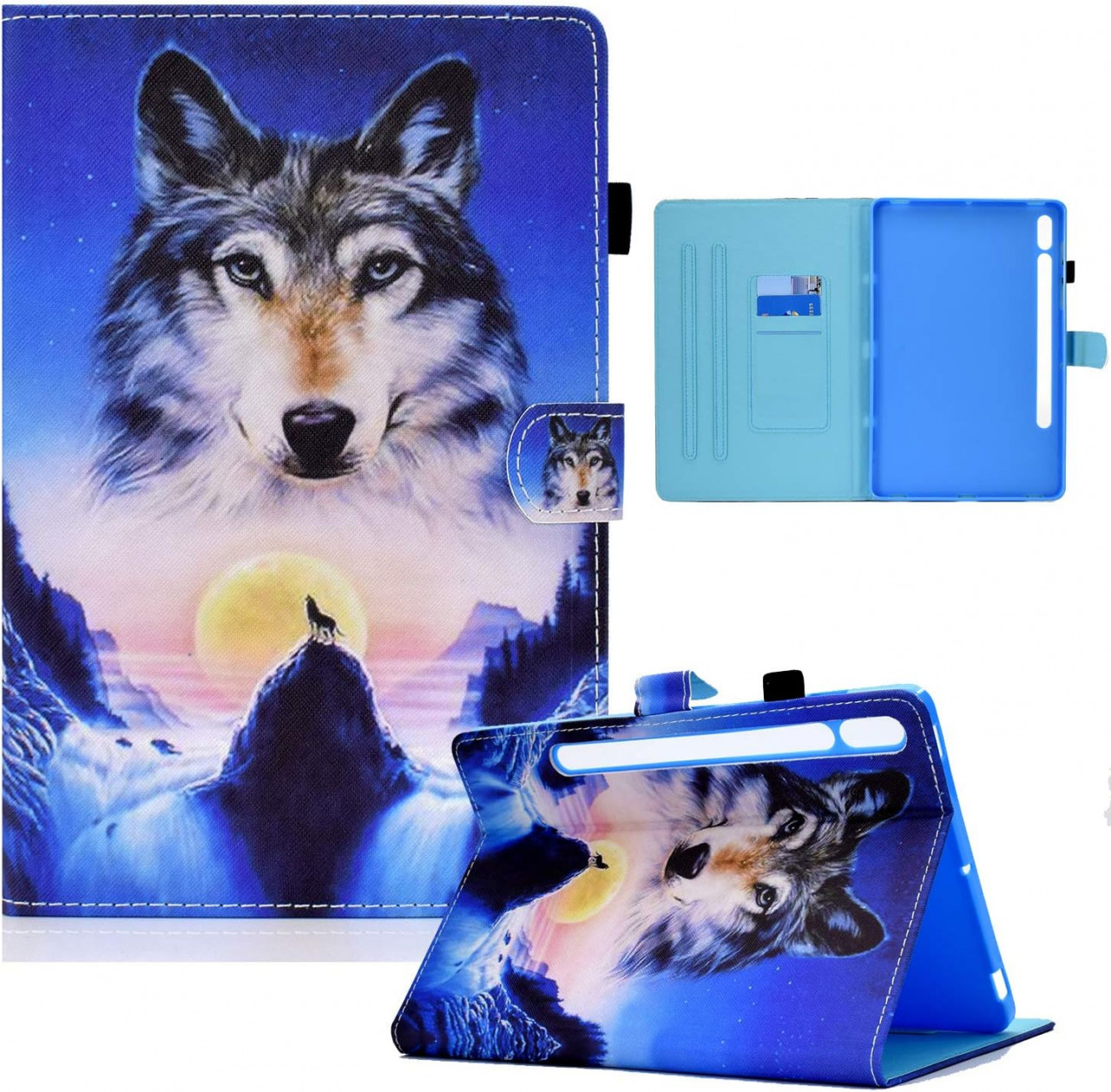 Husa de protectie pentru Lenovo Tab P11 Pro 2nd 2022 Vkooer, piele PU/TPU, albastru, 11,2 inchi