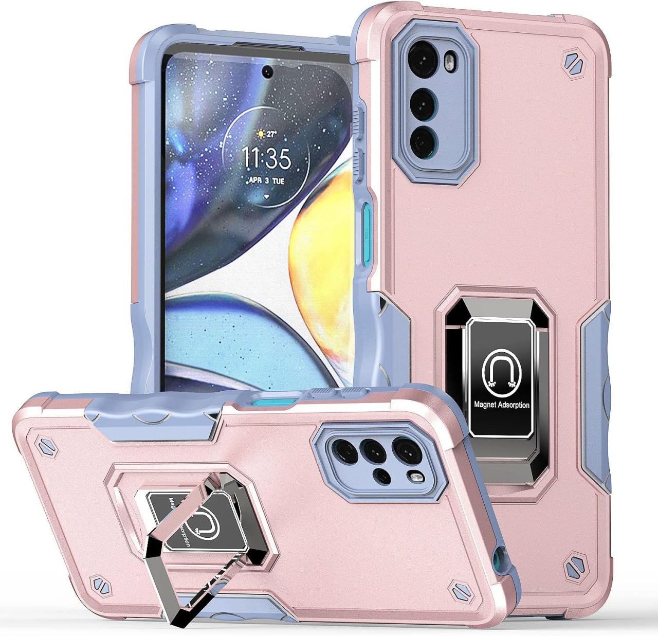 Husa de protectie pentru Motorola Moto E32/Moto E32s Atisijie, TPU, roz/albastru inchis, 6,5 inchi
