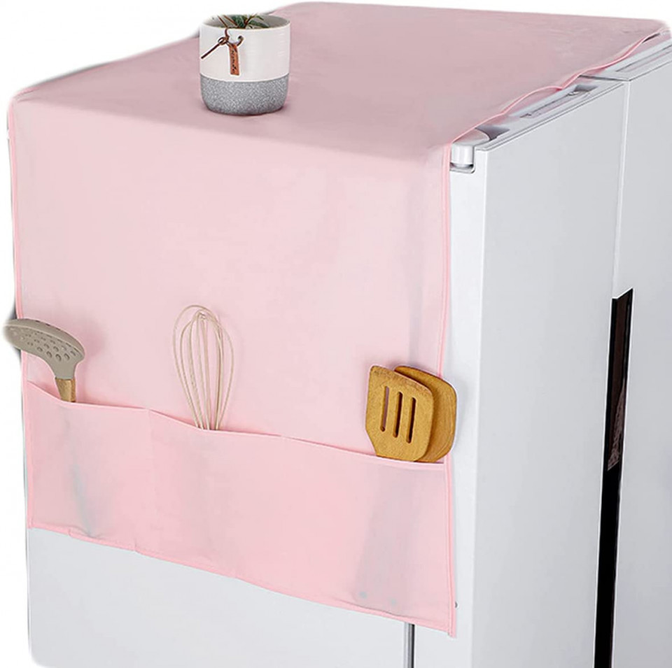 Husa impotriva prafului pentru frigider cu buzunare de depozitare Generic, PEVA, roz, 170 x 60 cm la reduceri zi de zi Huse de protecție 2023-09-30