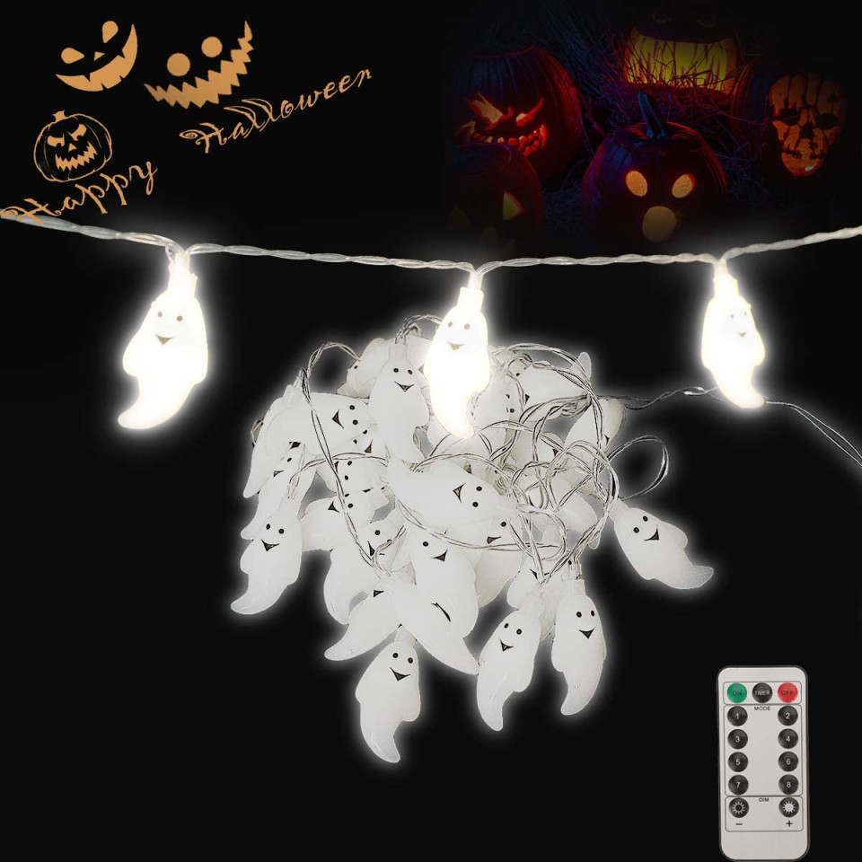 Instalatie pentru Halloween Herefun, LED, plastic, alb, 3 m chilipirul-zilei.ro/ imagine 2022