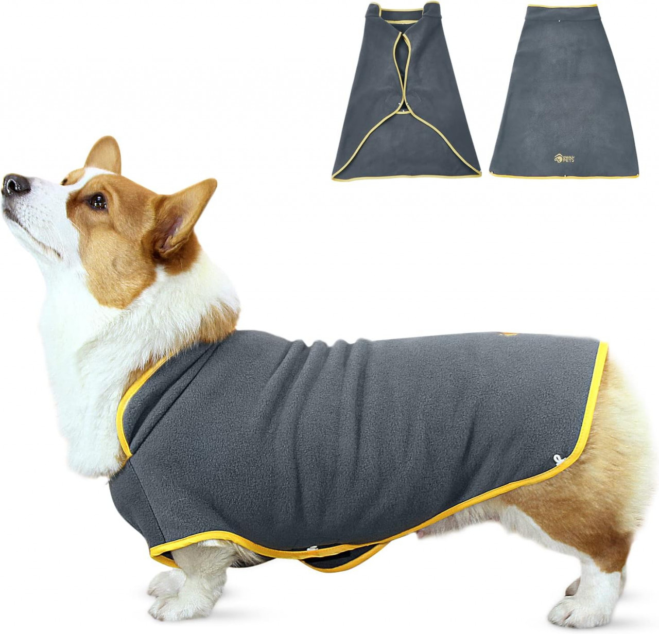 Jacheta pentru caini Ownpets, textil, gri/galben, S