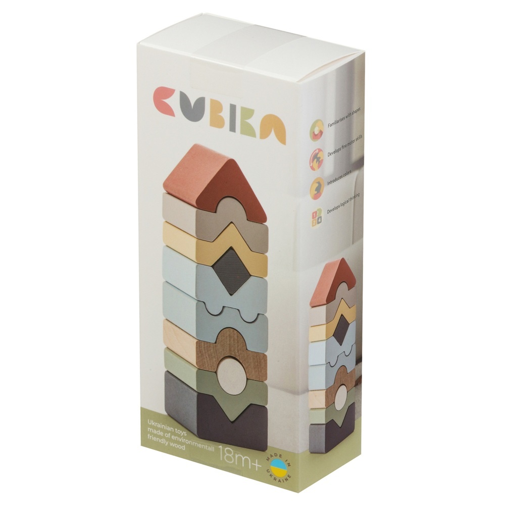 Jucarie din lemn Cubika, Set Constructii Turn - 10 piese